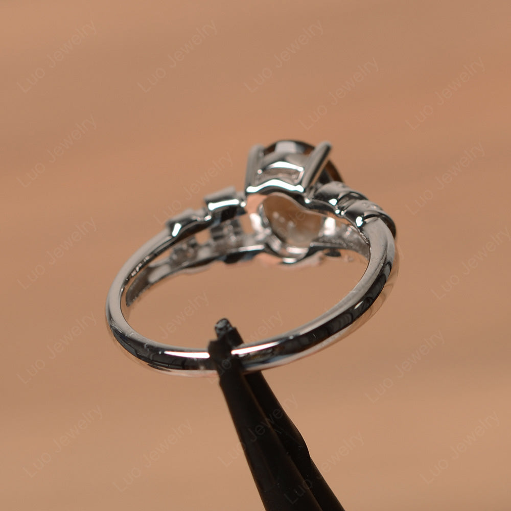 Oval Cut Smoky Quartz Promise Ring Sterling Silver - LUO Jewelry