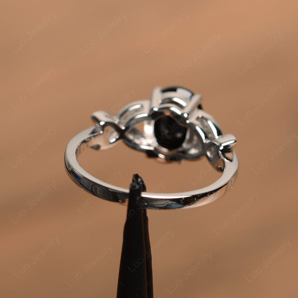 Oval Cut Black Stone Wedding Ring Yellow Gold - LUO Jewelry