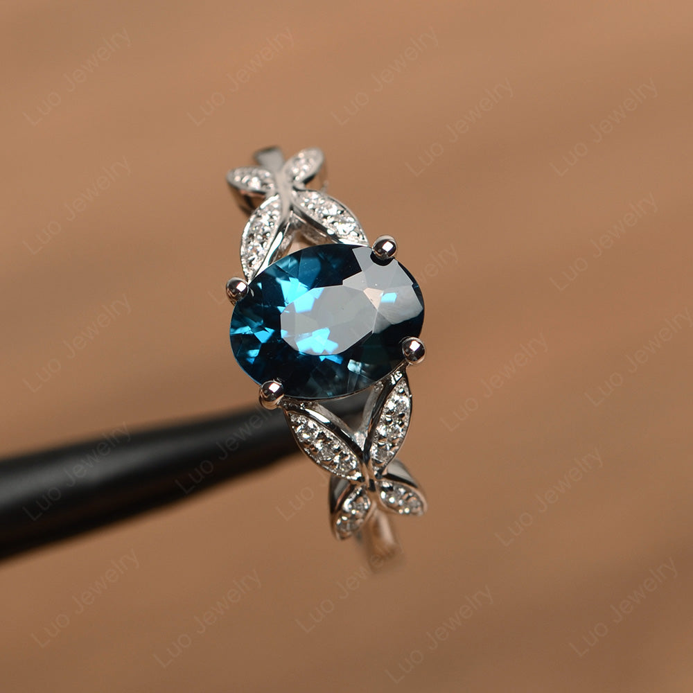 Oval Cut London Blue Topaz Wedding Ring Yellow Gold - LUO Jewelry