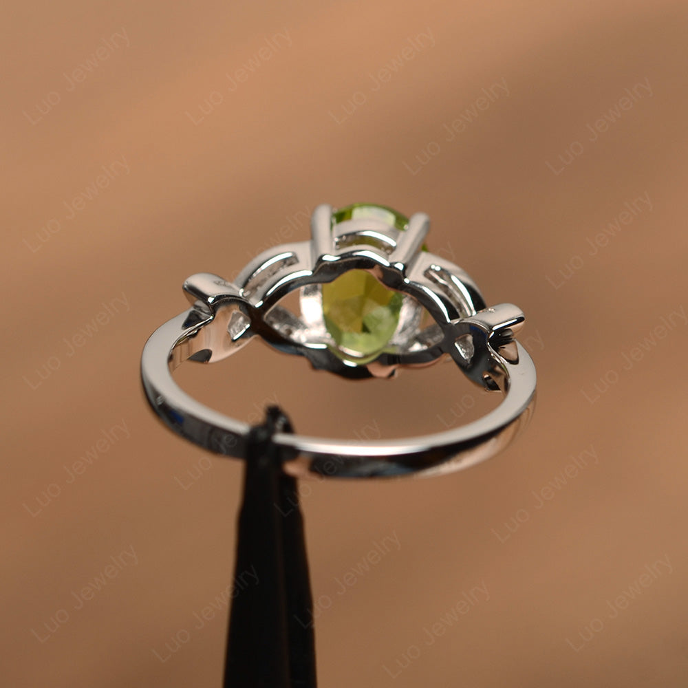Oval Cut Peridot Wedding Ring Yellow Gold - LUO Jewelry