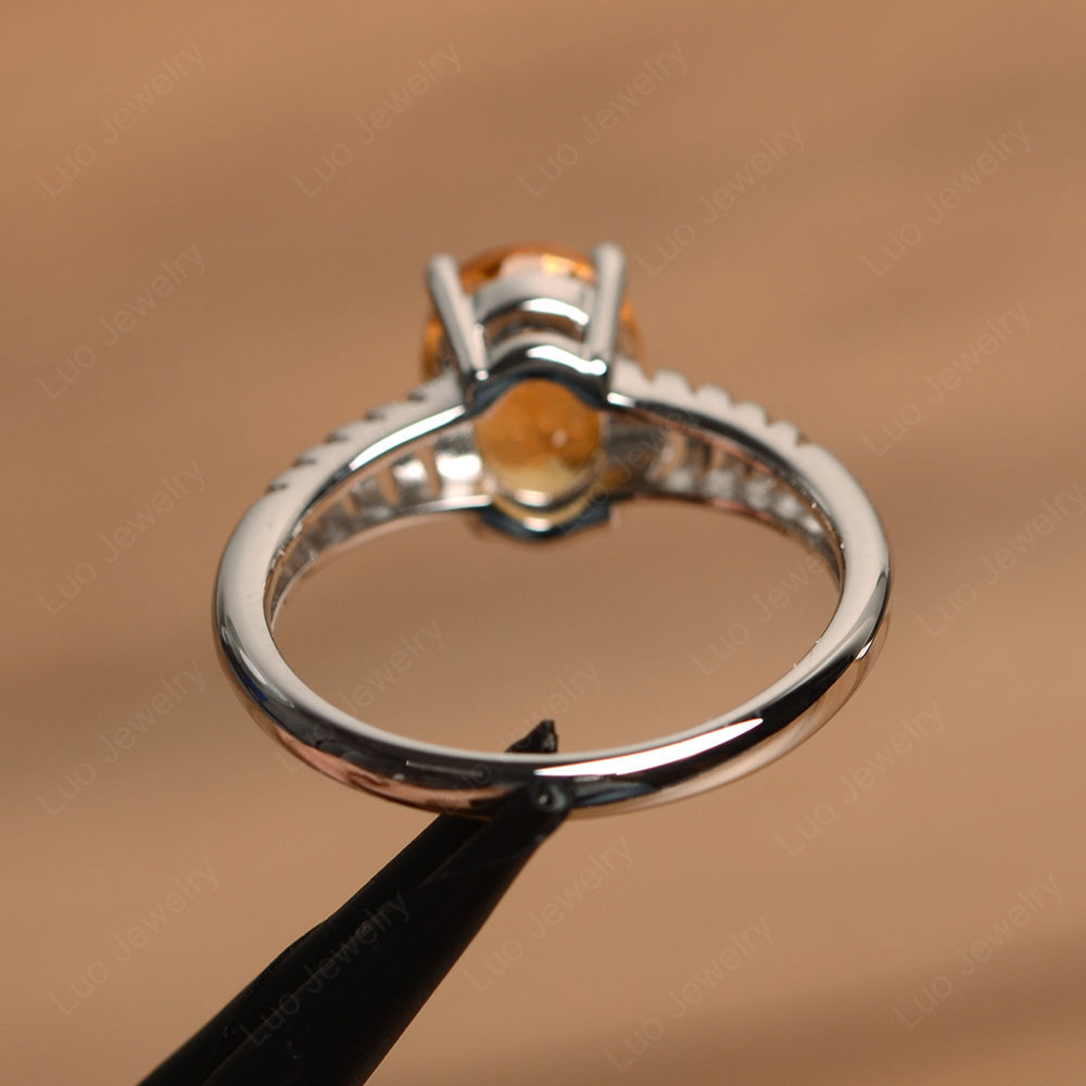 Oval Cut Citrine Solitaire Wedding Ring - LUO Jewelry