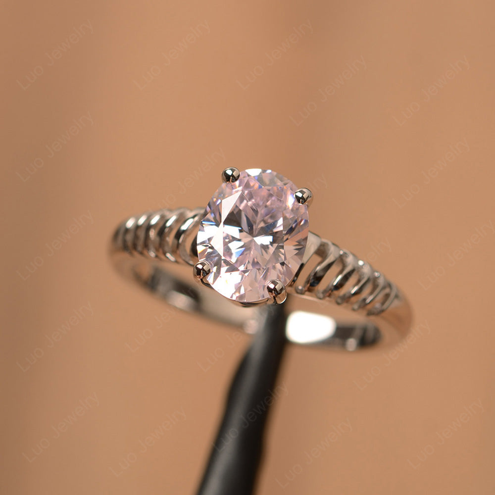 Oval Cut Cubic Zirconia Solitaire Wedding Ring - LUO Jewelry