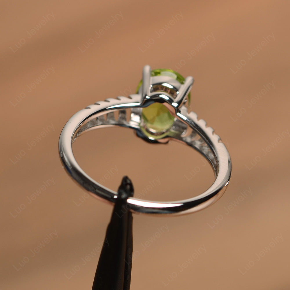 Oval Cut Peridot Solitaire Wedding Ring - LUO Jewelry