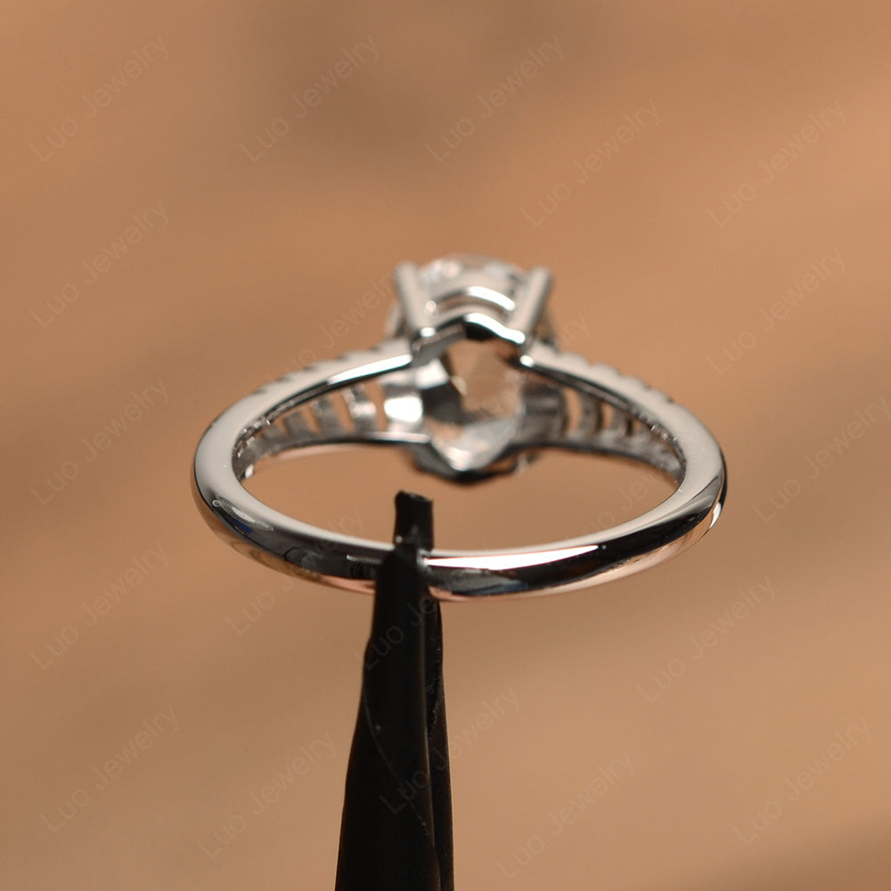 Oval Cut White Topaz Solitaire Wedding Ring - LUO Jewelry