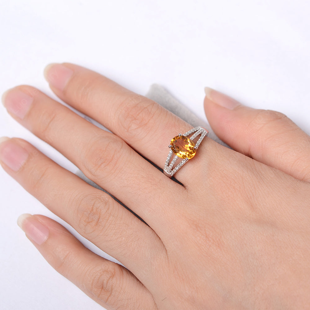 Oval Citrine Wedding Ring White Gold - LUO Jewelry