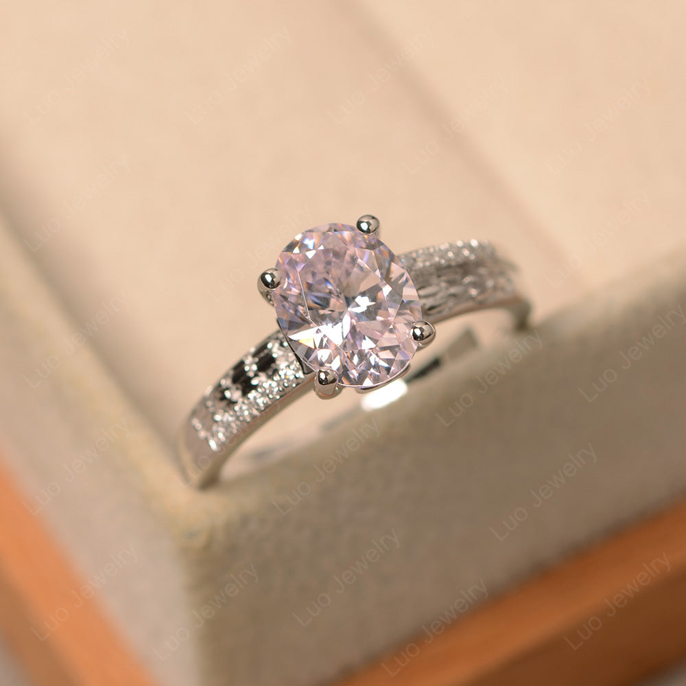 Oval Cut Vintage Cubic Zirconia Ring White Gold - LUO Jewelry