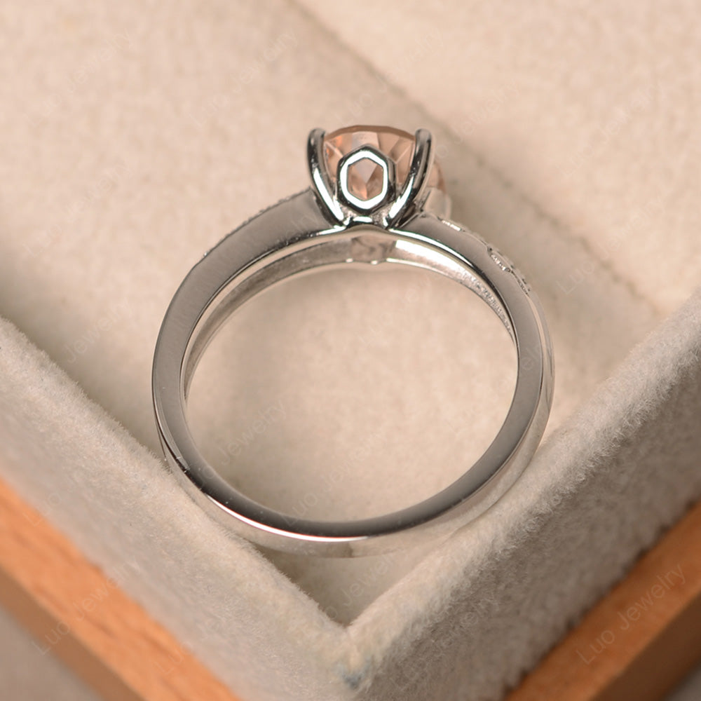 Oval Cut Vintage Morganite Ring White Gold - LUO Jewelry