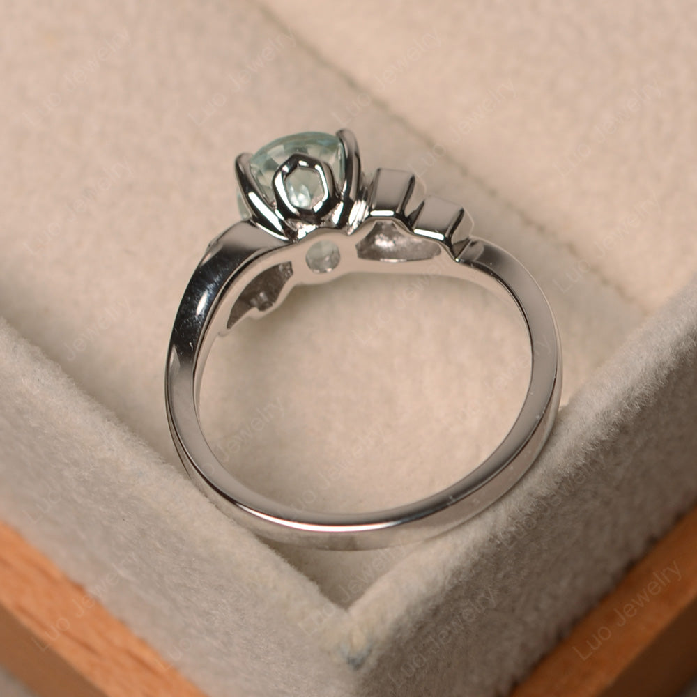 Oval Cut Eccentric Aquamarine Ring Yellow Gold - LUO Jewelry