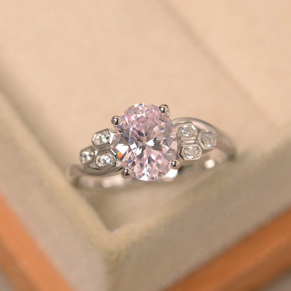 Oval Cut Eccentric Cubic Zirconia Ring Yellow Gold - LUO Jewelry