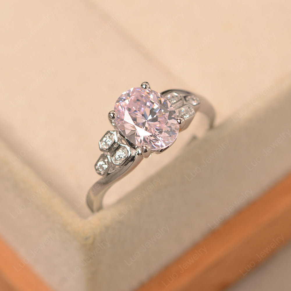 Oval Cut Eccentric Cubic Zirconia Ring Yellow Gold - LUO Jewelry