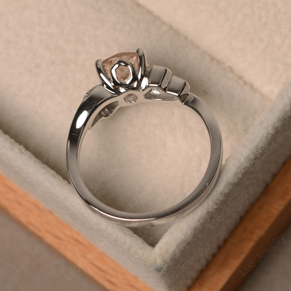 Oval Cut Eccentric Morganite Ring Yellow Gold - LUO Jewelry