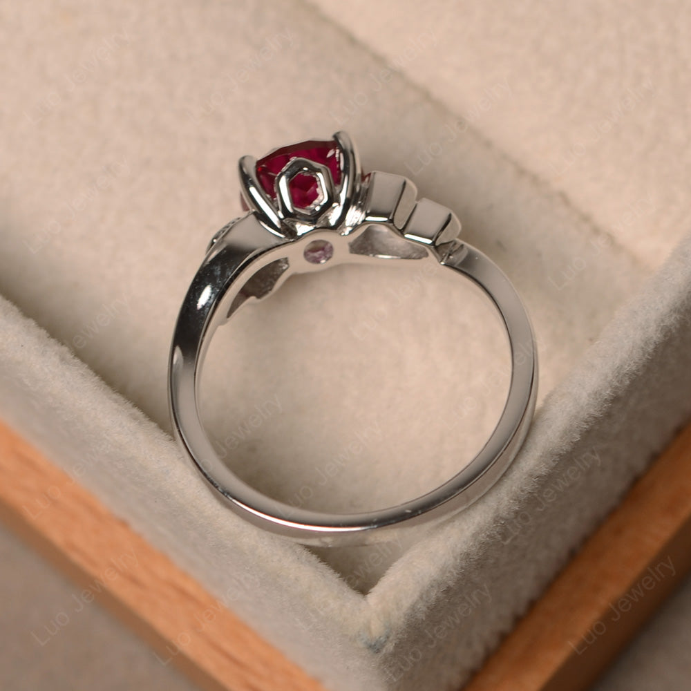 Oval Cut Eccentric Ruby Ring Yellow Gold - LUO Jewelry