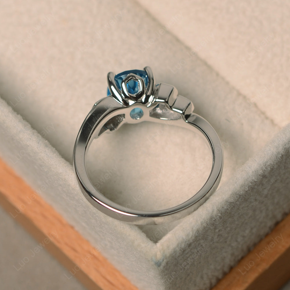 Oval Cut Eccentric Swiss Blue Topaz Ring Yellow Gold - LUO Jewelry