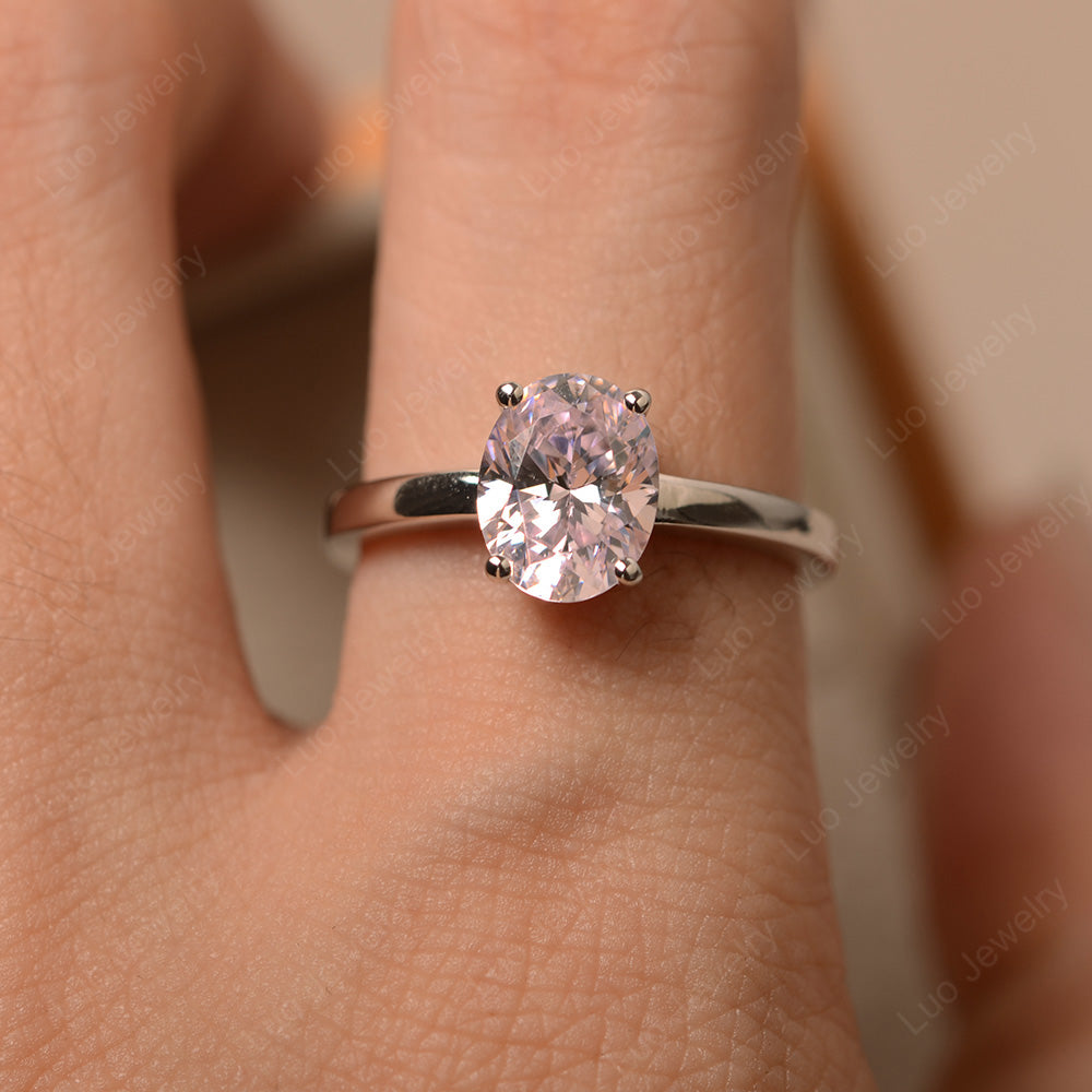 Oval Cubic Zirconia Solitaire Engagement Ring - LUO Jewelry
