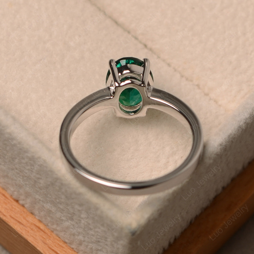 Oval Lab Emerald Solitaire Engagement Ring - LUO Jewelry