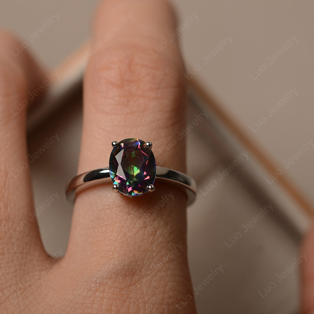 Oval Mystic Topaz Solitaire Engagement Ring - LUO Jewelry