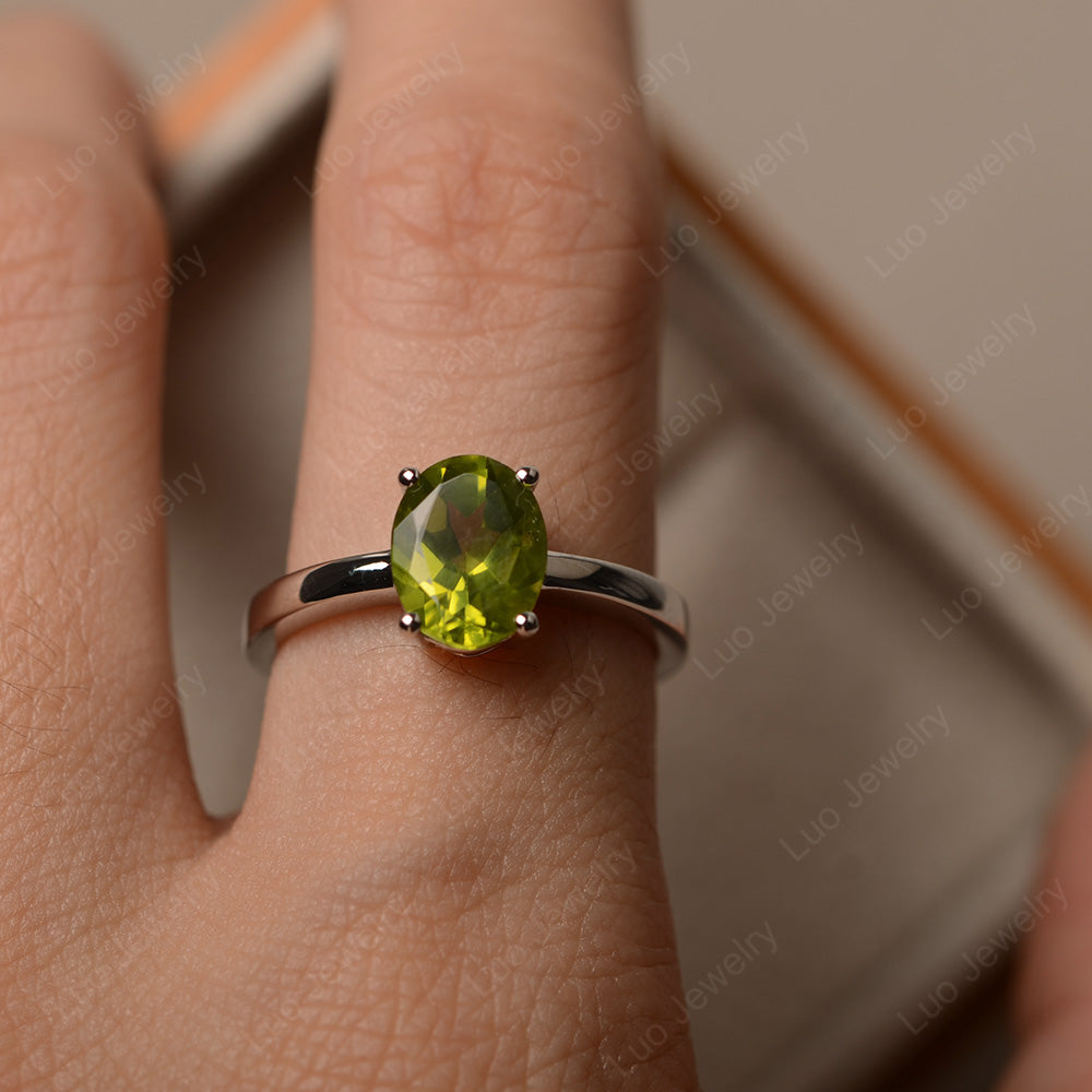 Oval Peridot Solitaire Engagement Ring - LUO Jewelry