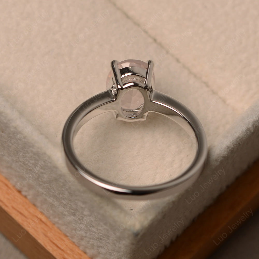Oval Rose Quartz Solitaire Engagement Ring - LUO Jewelry
