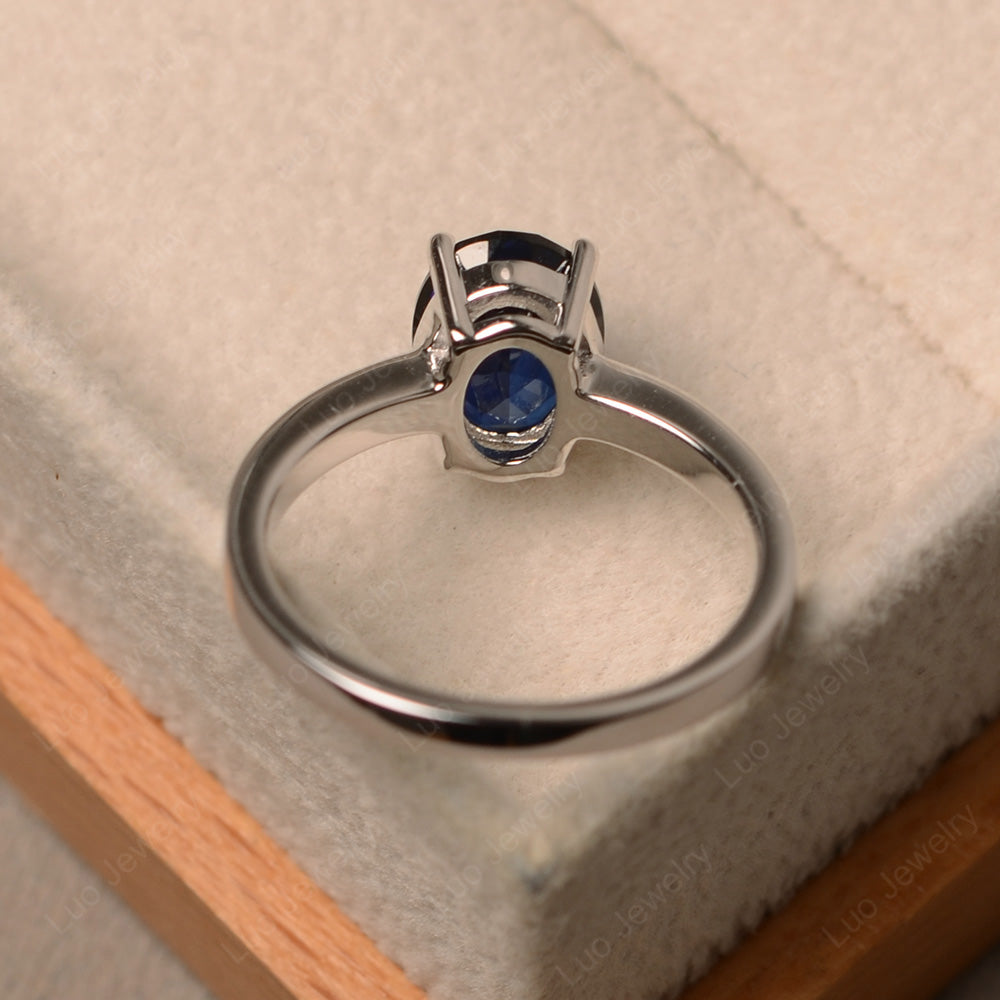 Oval Lab Sapphire Solitaire Engagement Ring - LUO Jewelry