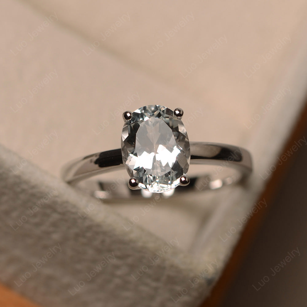 Oval White Topaz Solitaire Engagement Ring - LUO Jewelry