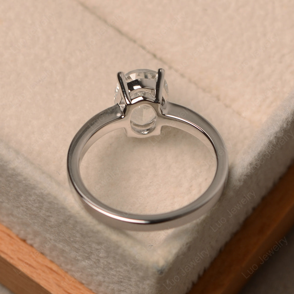 Oval White Topaz Solitaire Engagement Ring - LUO Jewelry