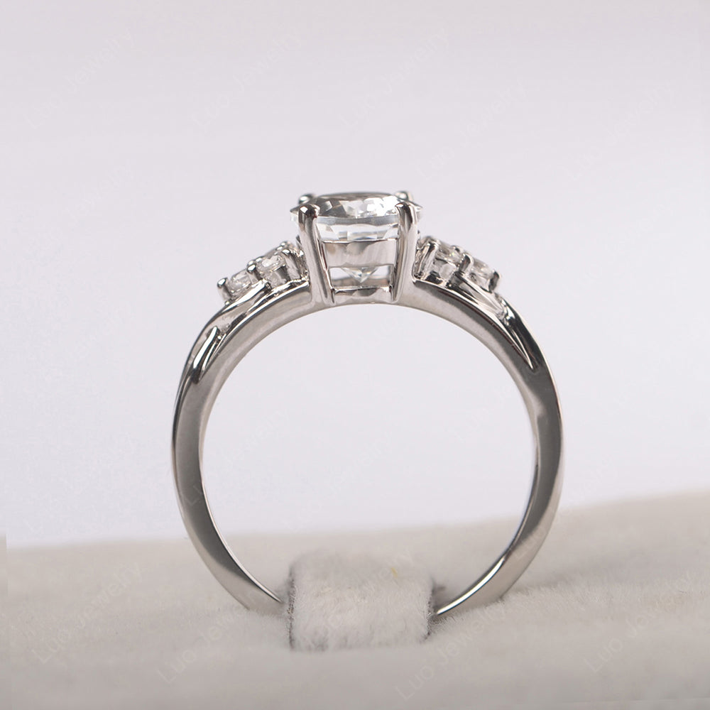 White Topaz Ring Oval Cut Engagement Ring Gold - LUO Jewelry