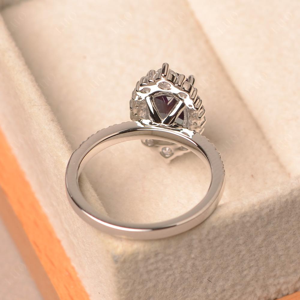 Lab Alexandrite Ring Halo Engagement Ring - LUO Jewelry