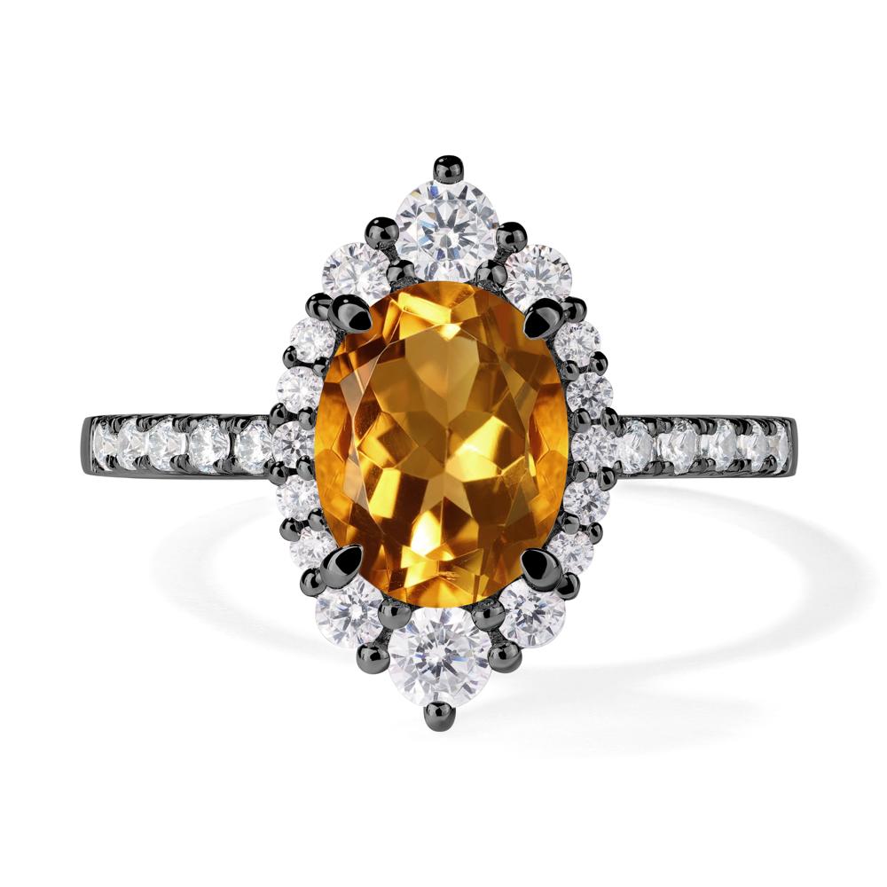 Citrine Ring Halo Engagement Ring - LUO Jewelry #metal_black finish sterling silver