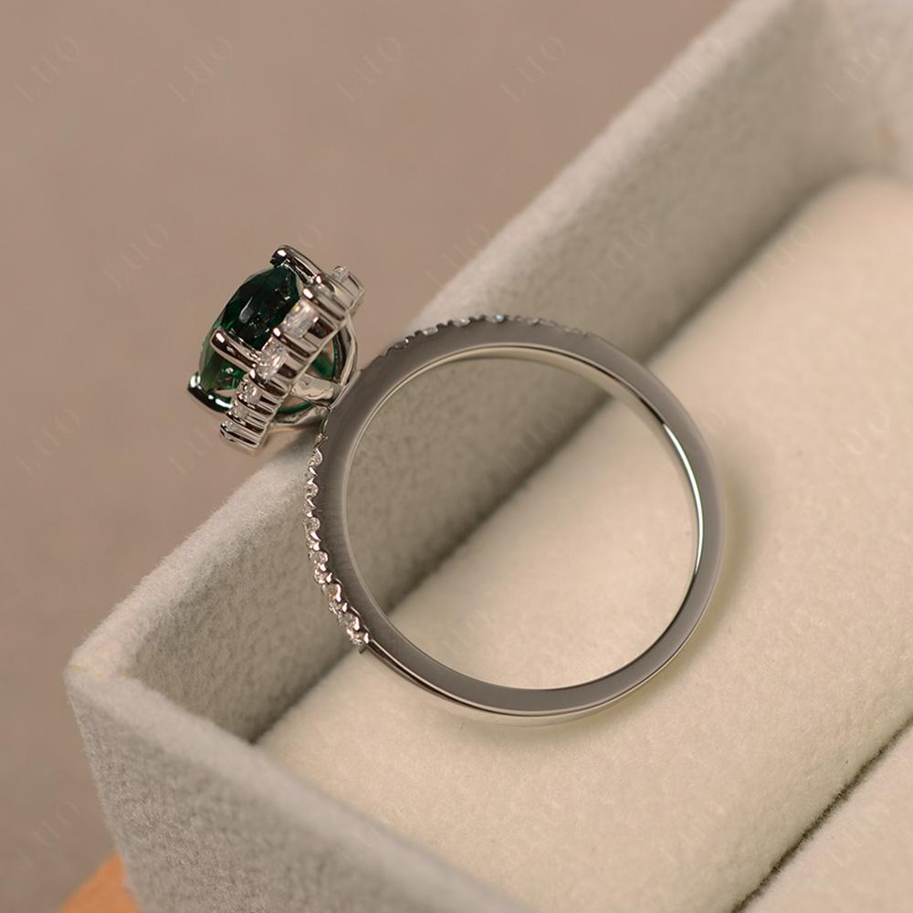 Emerald Ring Halo Engagement Ring - LUO Jewelry