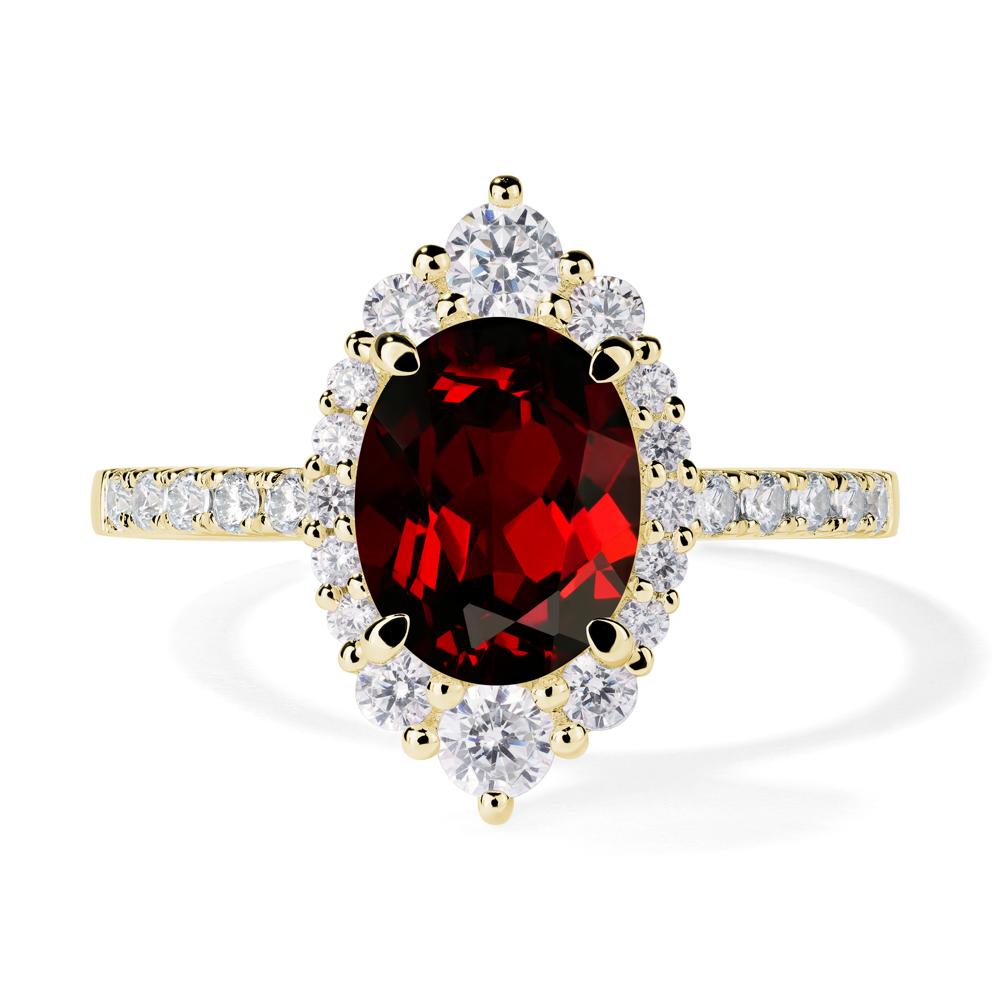 Garnet Ring Halo Engagement Ring - LUO Jewelry #metal_18k yellow gold