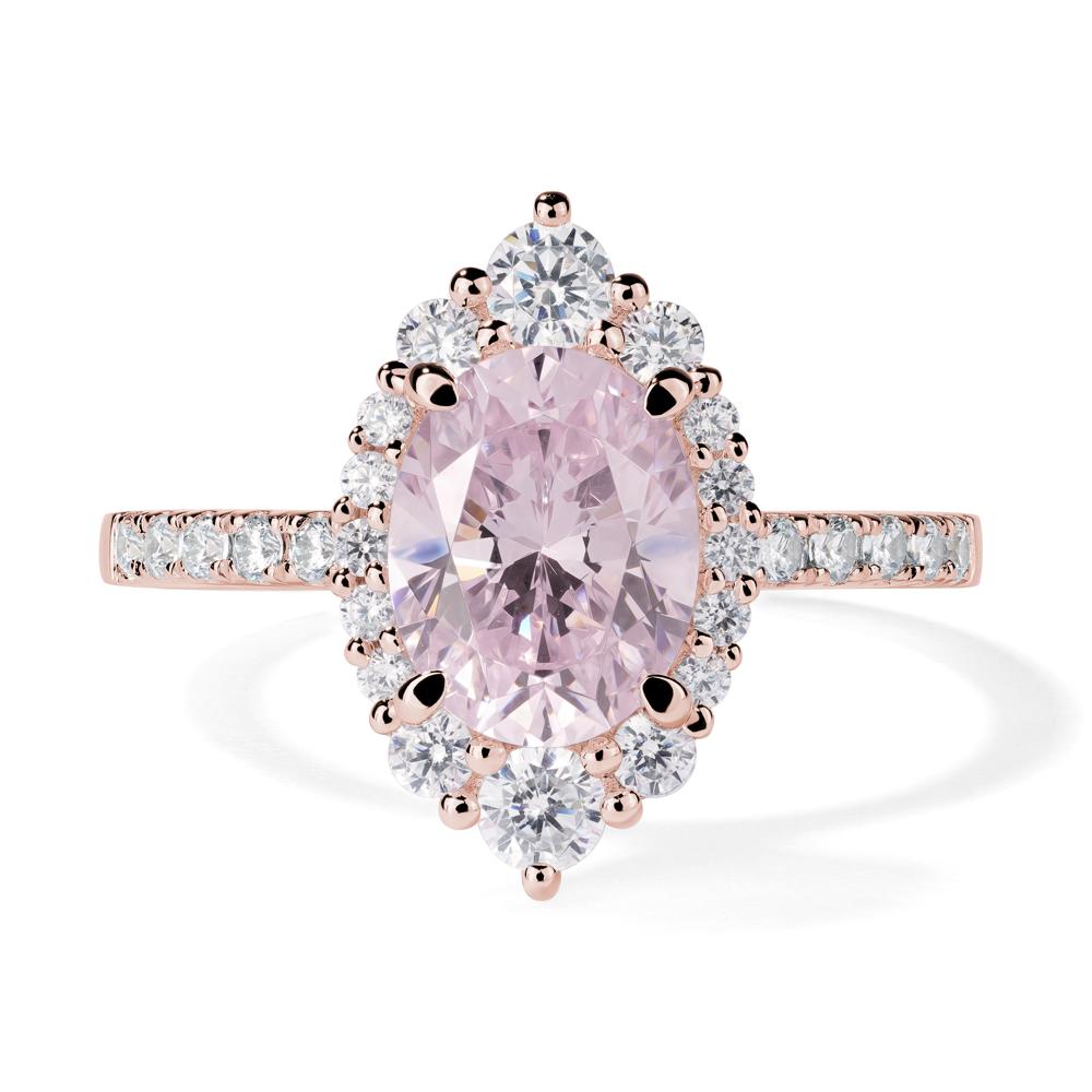 Pink Cubic Zirconia Ring Halo Engagement Ring - LUO Jewelry #metal_18k rose gold