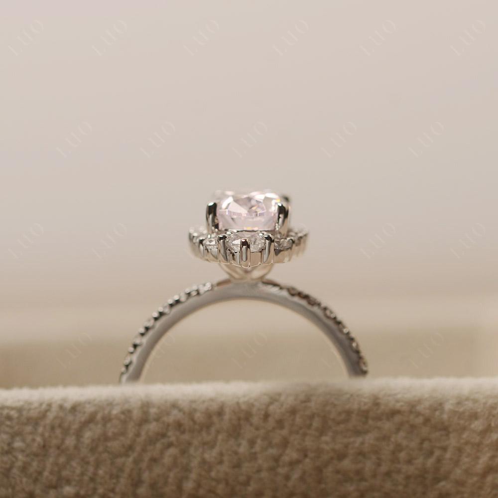 Pink Cubic Zirconia Ring Halo Engagement Ring - LUO Jewelry