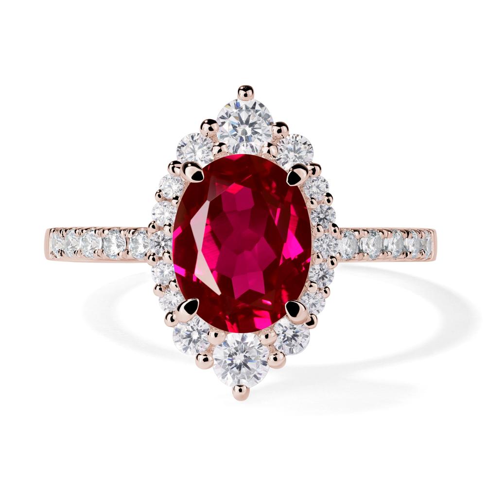 Ruby Ring Halo Engagement Ring - LUO Jewelry #metal_14k rose gold
