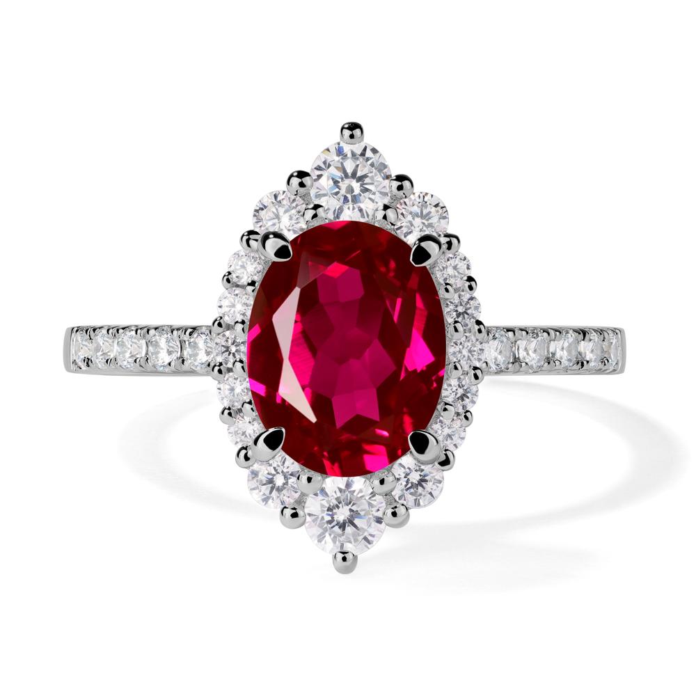 Ruby Ring Halo Engagement Ring - LUO Jewelry #metal_platinum