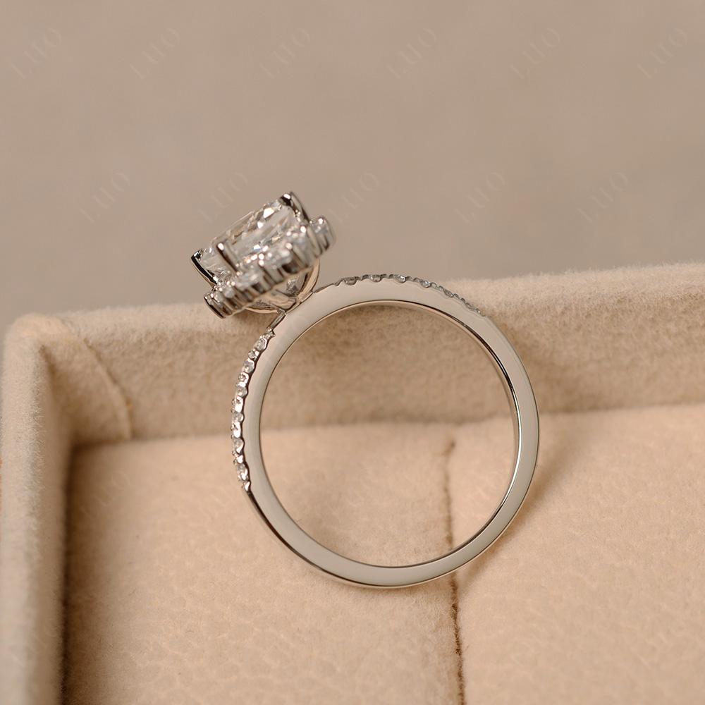 White Topaz Ring Halo Engagement Ring - LUO Jewelry