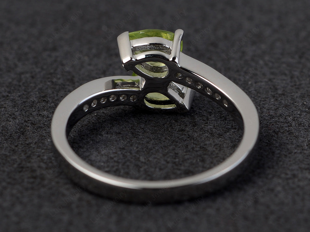 2 Stone Pear Peridot Mothers Ring For Mom - LUO Jewelry