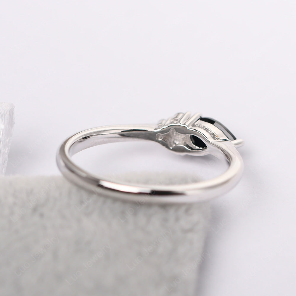 Pear Shaped Black Stone Ring For Baby Girl - LUO Jewelry