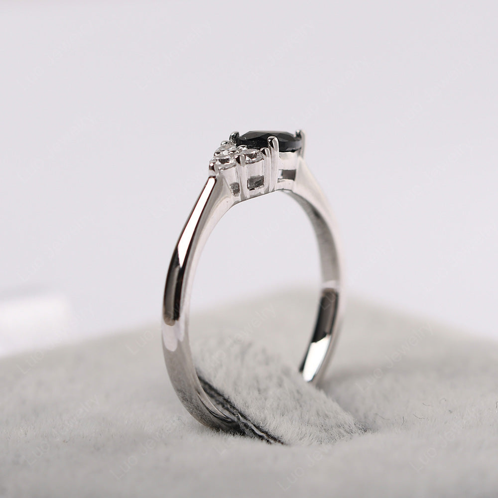 Pear Shaped Black Stone Ring For Baby Girl - LUO Jewelry