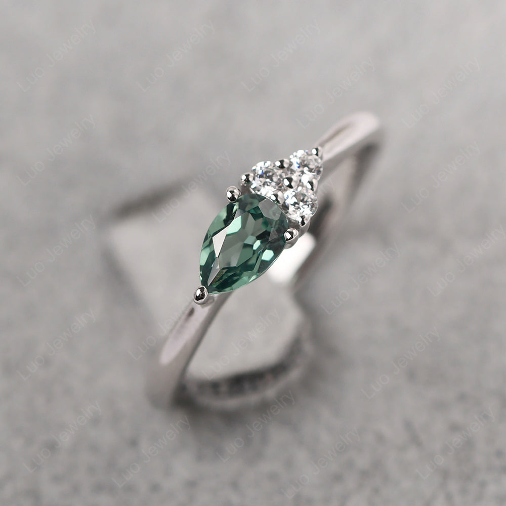 Pear Shaped Green Sapphire Ring For Baby Girl - LUO Jewelry