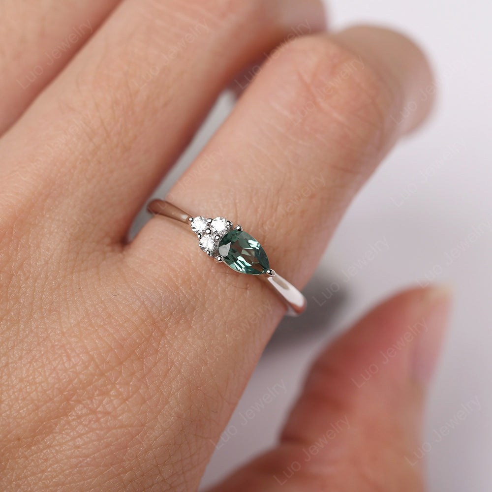 Pear Shaped Green Sapphire Ring For Baby Girl - LUO Jewelry