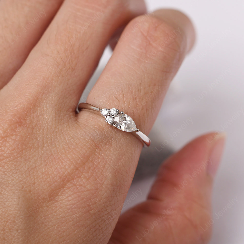 Pear Shaped Moissanite Ring For Baby Girl - LUO Jewelry