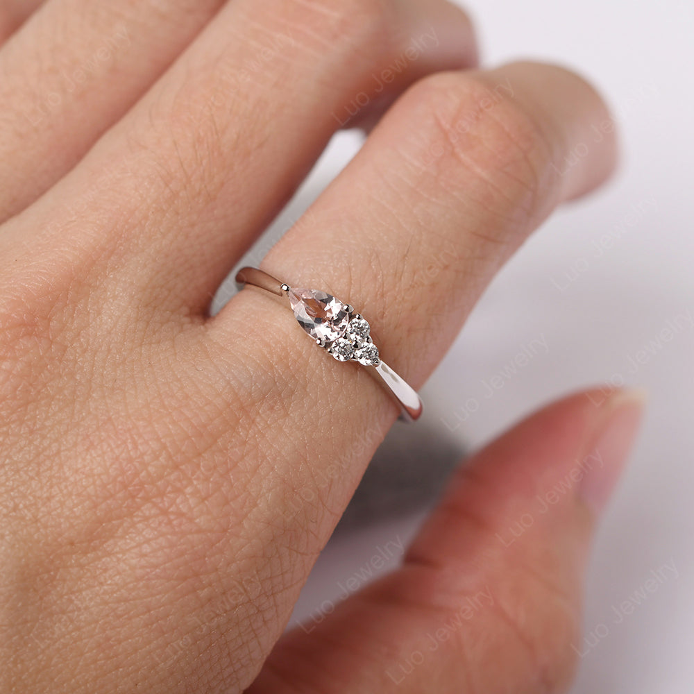 Pear Shaped Morganite Ring For Baby Girl - LUO Jewelry