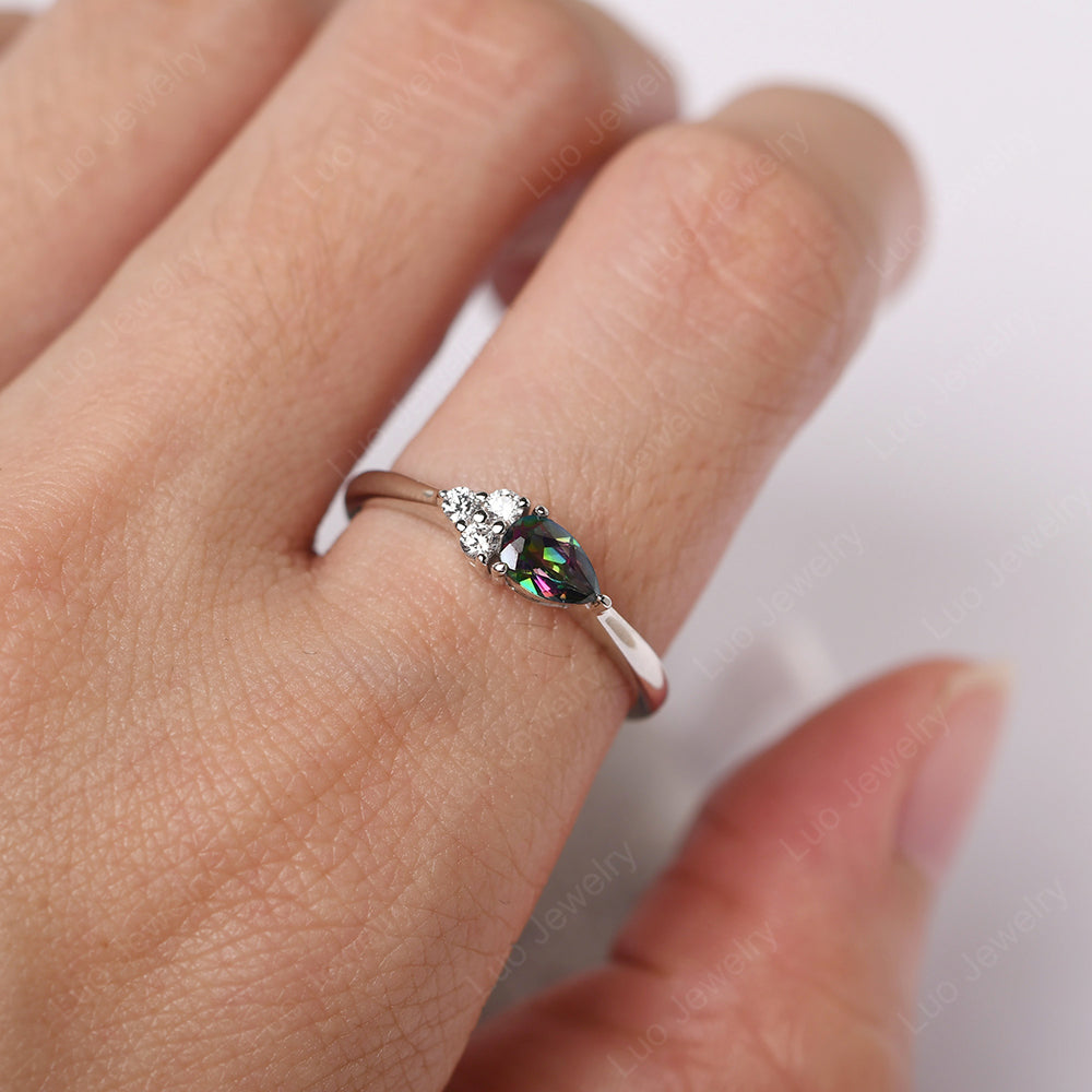 Pear Shaped Mystic Topaz Ring For Baby Girl - LUO Jewelry