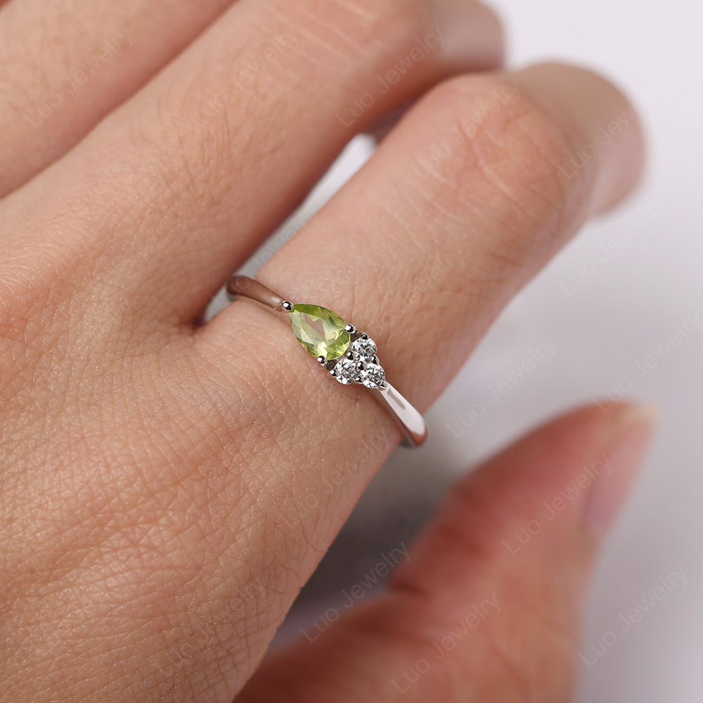 Pear Shaped Peridot Ring For Baby Girl - LUO Jewelry