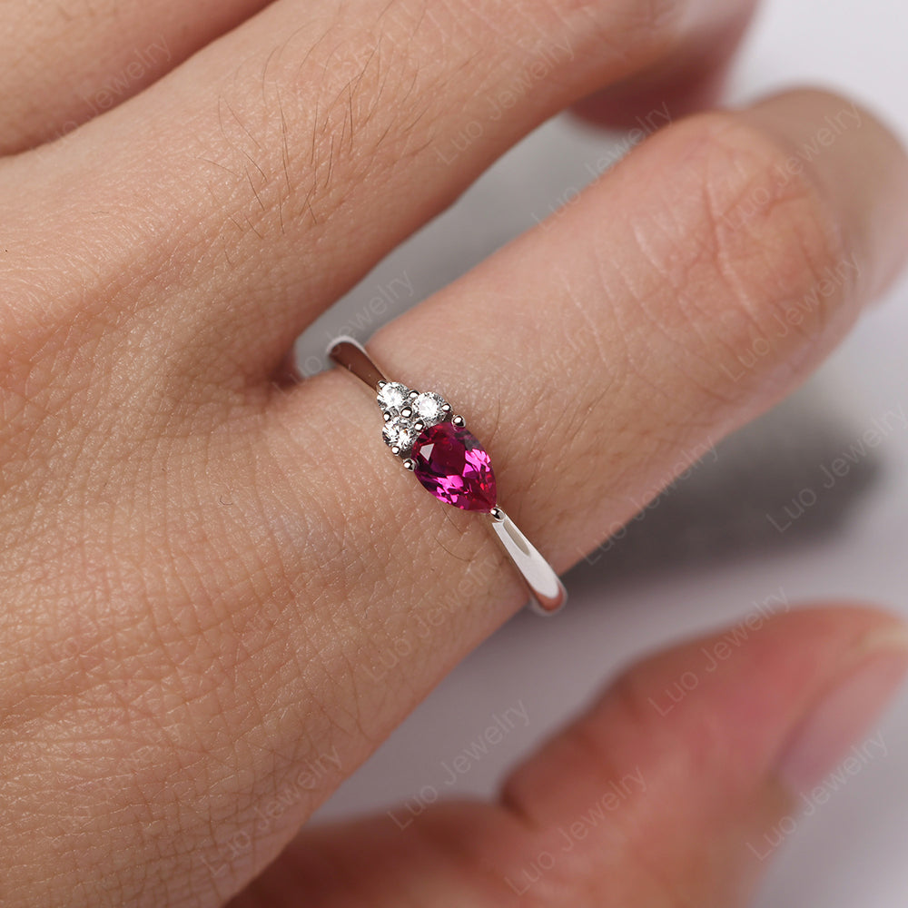 Pear Shaped Ruby Ring For Baby Girl - LUO Jewelry