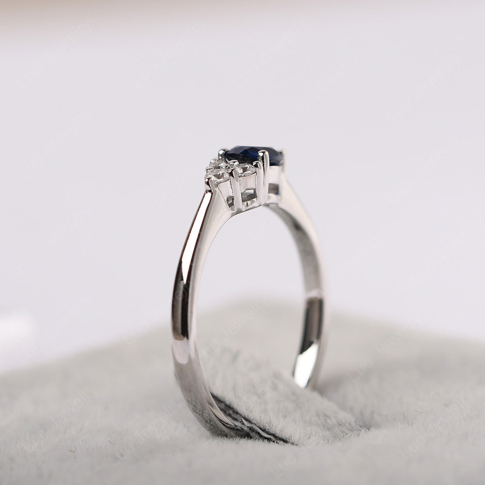 Pear Shaped Lab Sapphire Ring For Baby Girl - LUO Jewelry