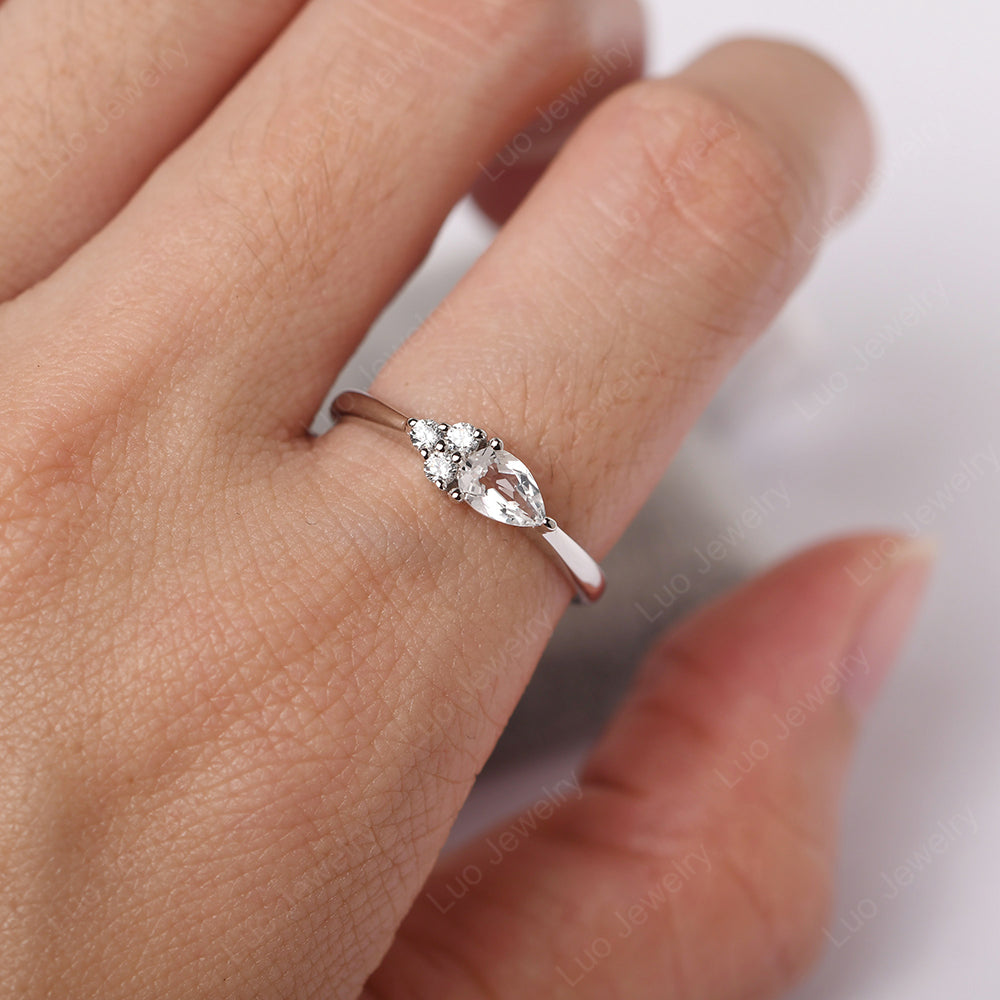 Pear Shaped White Topaz Ring For Baby Girl - LUO Jewelry