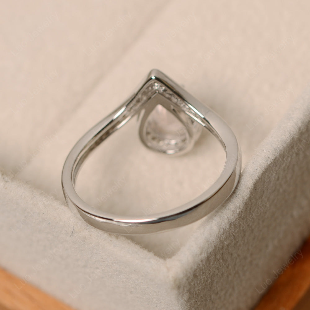 Teardrop Shaped Rose Quartz Halo Engagement Ring - LUO Jewelry