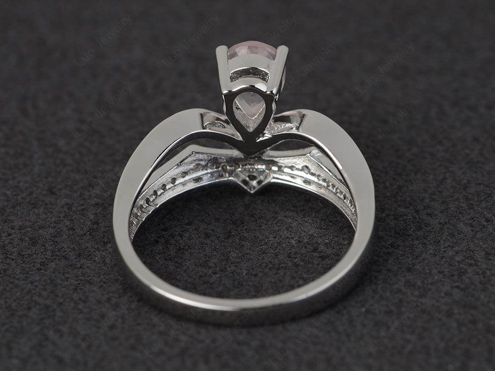 Rose Quartz Vintage Pear Shaped Engagement Ring - LUO Jewelry