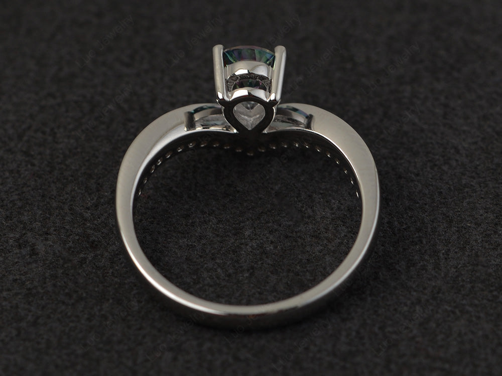 Pear Shaped Mystic Topaz Bridal Set Ring Silver - LUO Jewelry